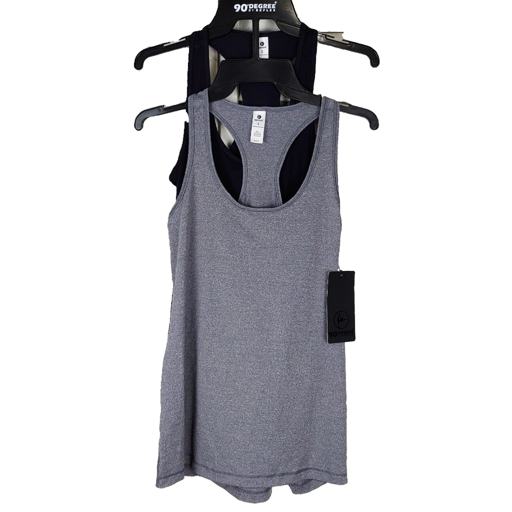 NWT 90 Degree by Reflex Gray & Black Racer Back Tops - Picture 5 of 8